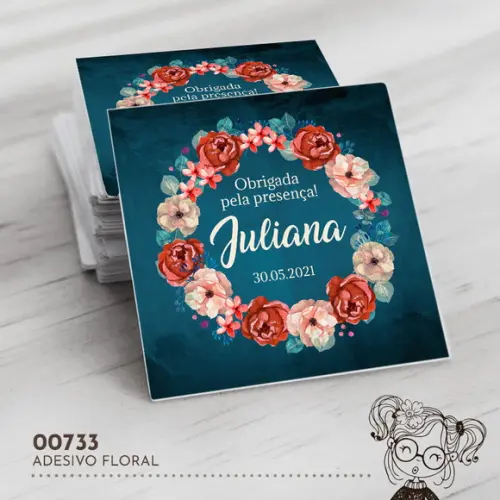 Adesivo Quadrado Floral - 00733