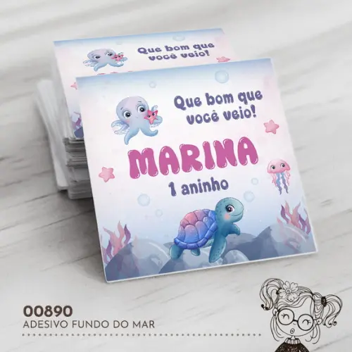 Adesivo Quadrado Fundo do Mar - 00890