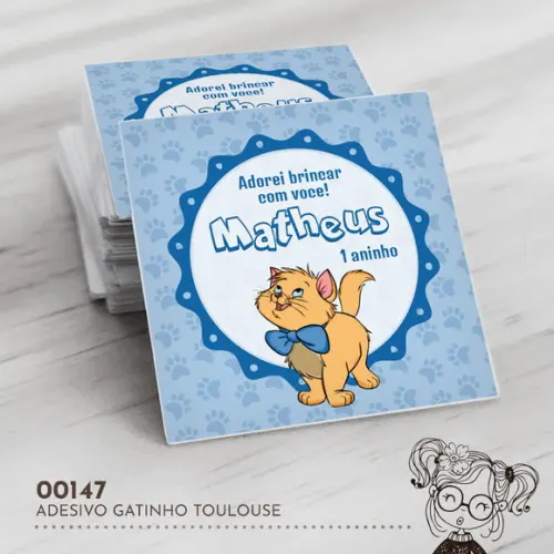 Adesivo Quadrado Gatinho Toulouse - 00147
