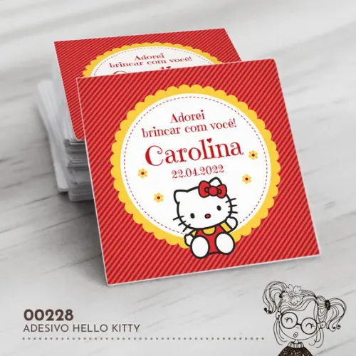 Adesivo Quadrado Hello Kitty - 00228