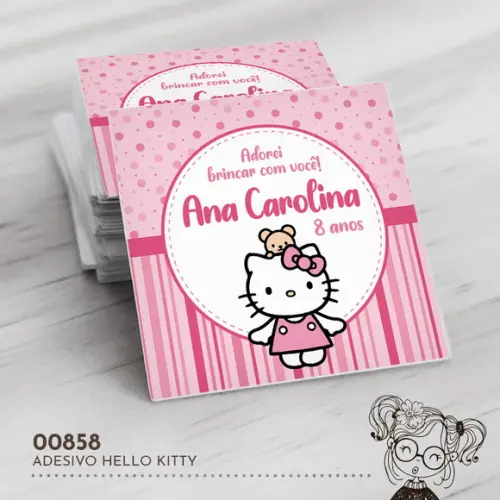Adesivo Quadrado Hello Kitty - 00858
