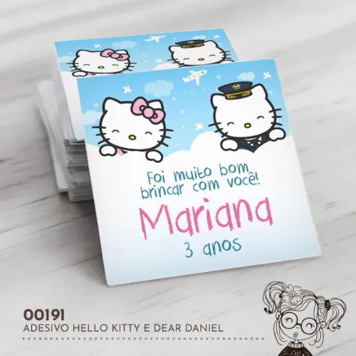 Adesivo Quadrado Hello Kitty e Dear Daniel - 00191