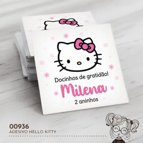 Adesivo Quadrado Hello Kitty - 00936