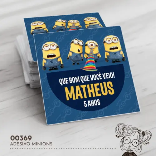 Adesivo Quadrado Minions - 00369