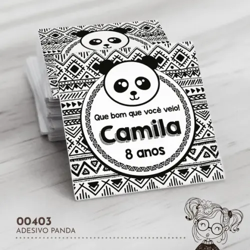Adesivo Quadrado Panda - 00403