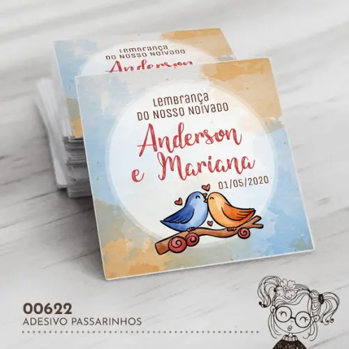 Adesivo Quadrado Passarinhos - 00622