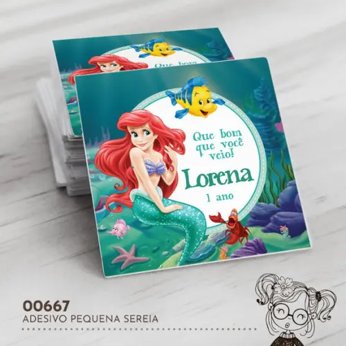 Adesivo Quadrado Pequena Sereia - 00667