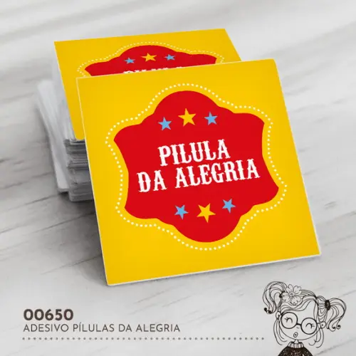 Adesivo Quadrado Pílulas da Alegria - 00650