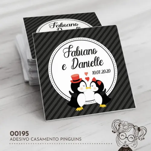 Adesivo Quadrado Pinguins - 00195