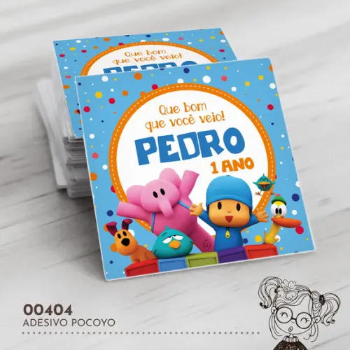 Adesivo Quadrado Pocoyo - 00404