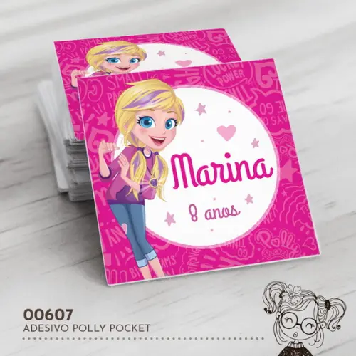 Adesivo Quadrado Polly Pocket - 00607