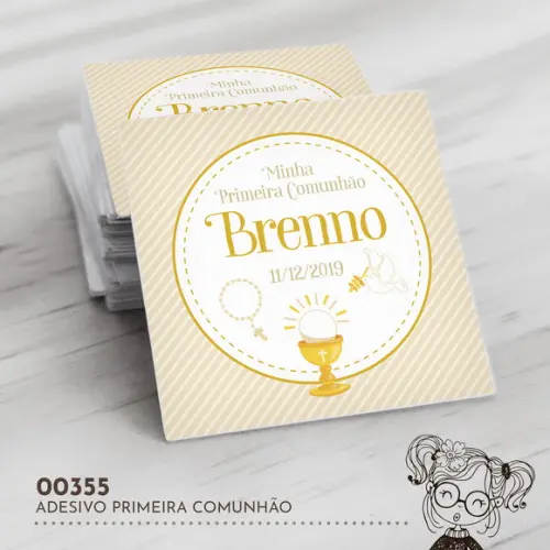Adesivo Quadrado Primeira Comunhão - 00355