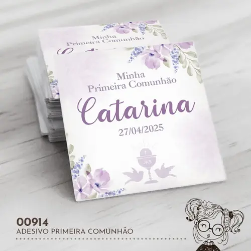 Adesivo Quadrado Primeira Comunhão - 00914