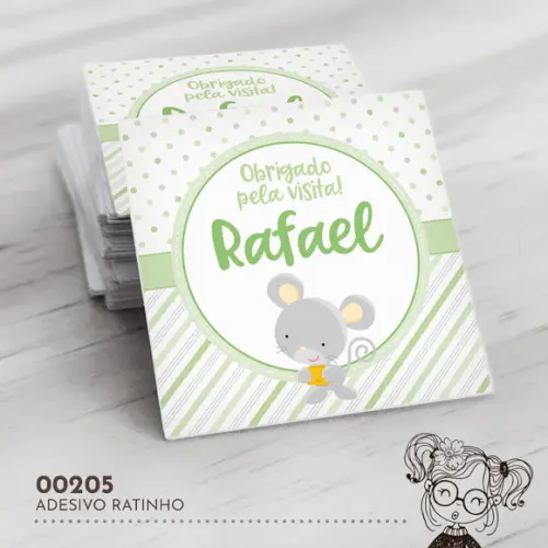 Adesivo Quadrado Ratinho - 00205