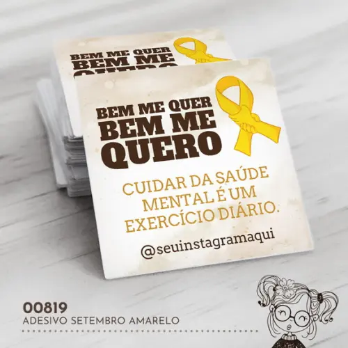 Adesivo Quadrado Setembro Amarelo - 00820