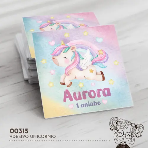 Adesivo Quadrado Unicórnio - 00315