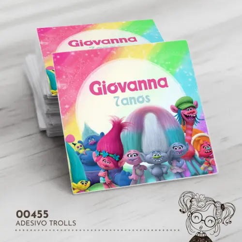 Adesivo Quadrado Trolls - 00455