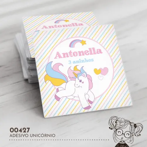 Adesivo Quadrado Unicórnio - 00427