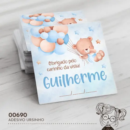 Adesivo Quadrado Ursinho - 00690