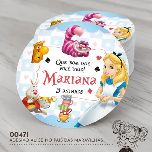 Adesivo Redondo Alice no País das Maravilhas - 00471