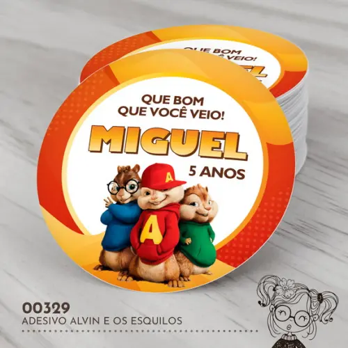 Adesivo Redondo Alvin e os Esquilos - 00329