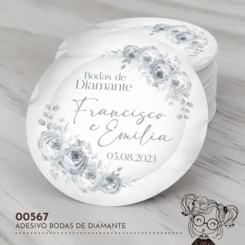 Adesivo Redondo Bodas de Diamante - 00567