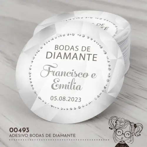 Adesivo Redondo Bodas de Diamante - 00493