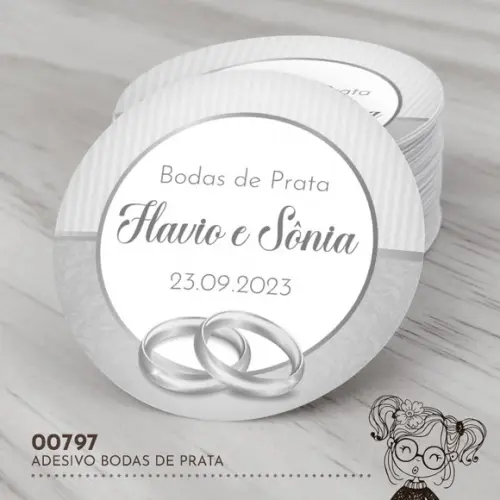 Adesivo Redondo Bodas de Prata - 00797