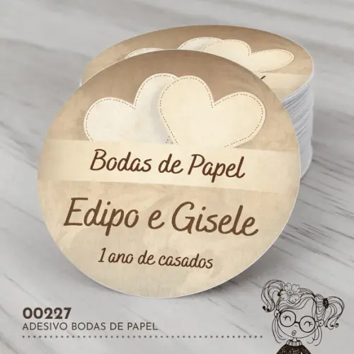 Adesivo Redondo Bodas de Papel - 00227