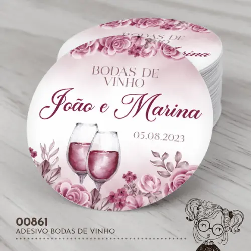 Adesivo Redondo Bodas de Vinho - 00861