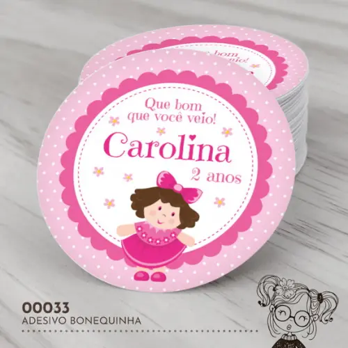 Adesivo Redondo Bonequinha - 00033