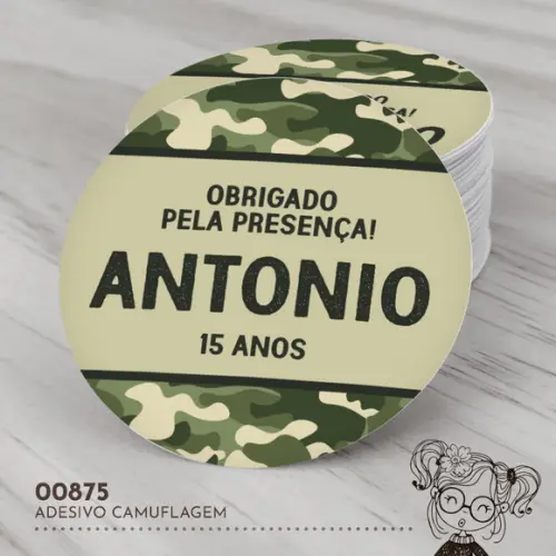 Adesivo Redondo Camuflagem - 00875