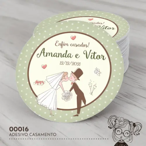 Adesivo Redondo Casamento - 00016