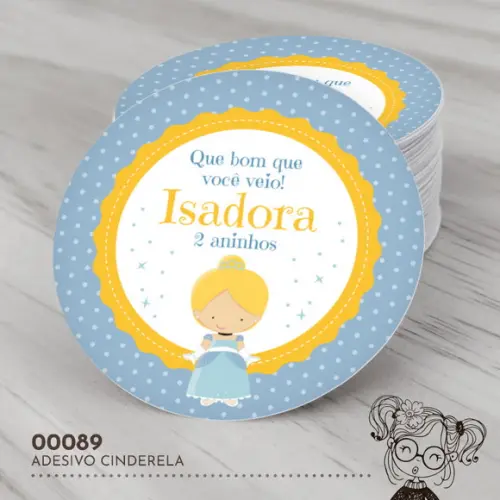 Adesivo Redondo Cinderela - 00089