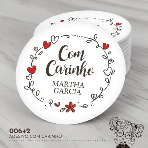 Adesivo Redondo com Carinho - 00642