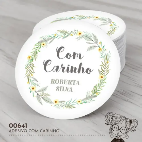 Adesivo Redondo com Carinho - 00641