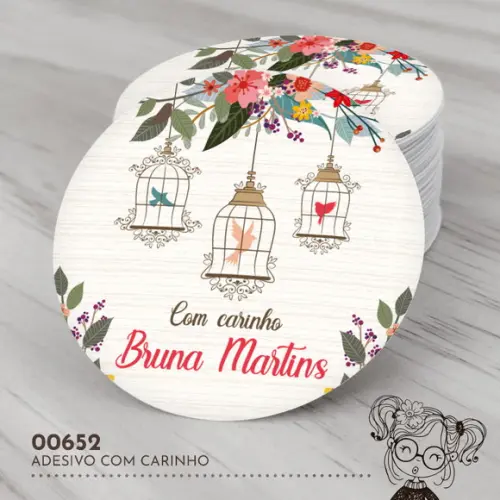 Adesivo Redondo com Carinho - 00652
