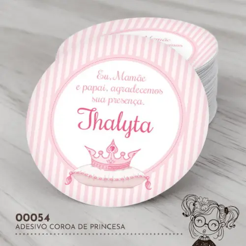 Adesivo Redondo Coroa de Princesa - 00054