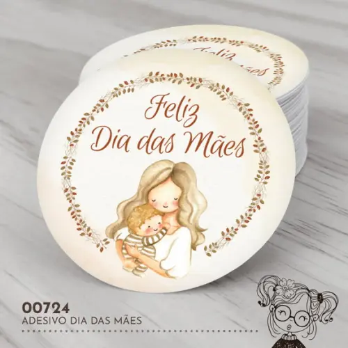 Adesivo Redondo Dia das Mães - 00724