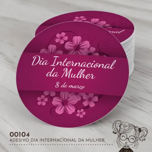 Adesivo Redondo Dia Internacional da Mulher - 00104