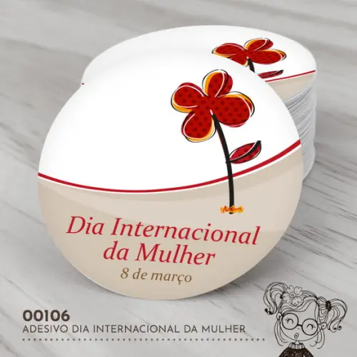 Adesivo Redondo Dia Internacional da Mulher - 00106