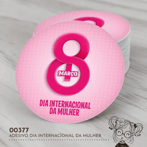 Adesivo Redondo Dia Internacional da Mulher - 00377