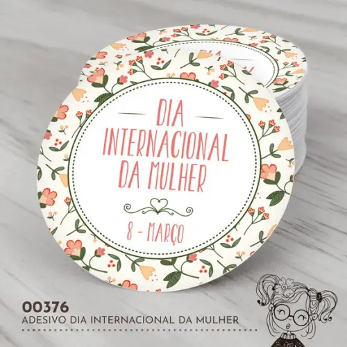Adesivo Redondo Dia Internacional da Mulher - 00376