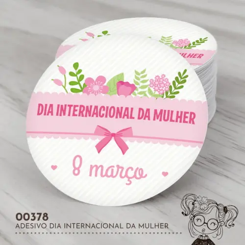 Adesivo Redondo Dia Internacional da Mulher - 00378