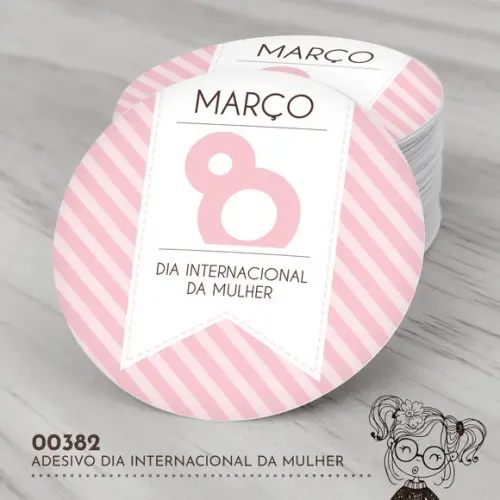 Adesivo Redondo Dia Internacional da Mulher - 00382