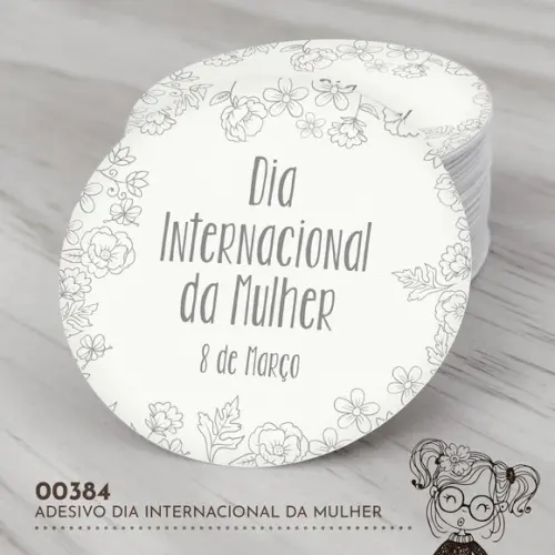 Adesivo Redondo Dia Internacional da Mulher - 00384