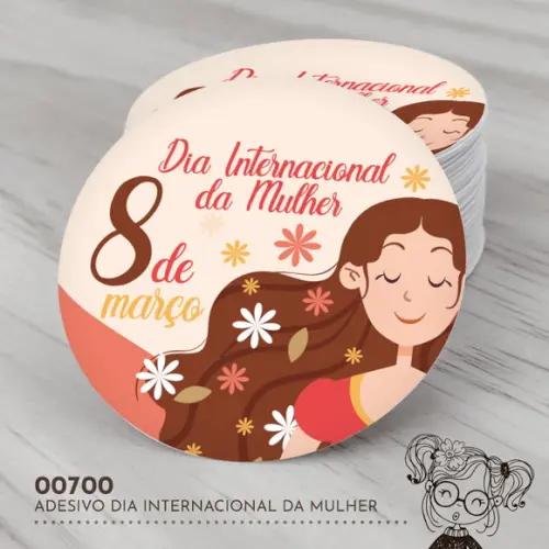 Adesivo Redondo Dia Internacional da Mulher - 00700