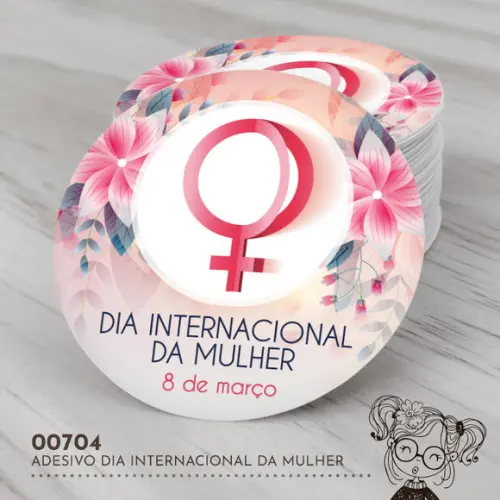 Adesivo Redondo Dia Internacional da Mulher - 00704