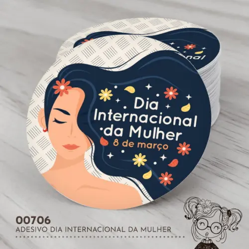 Adesivo Redondo Dia Internacional da Mulher - 00706