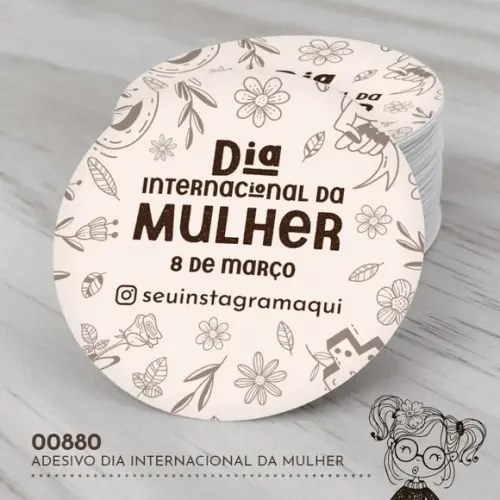 Adesivo Redondo Dia Internacional da Mulher - 00880